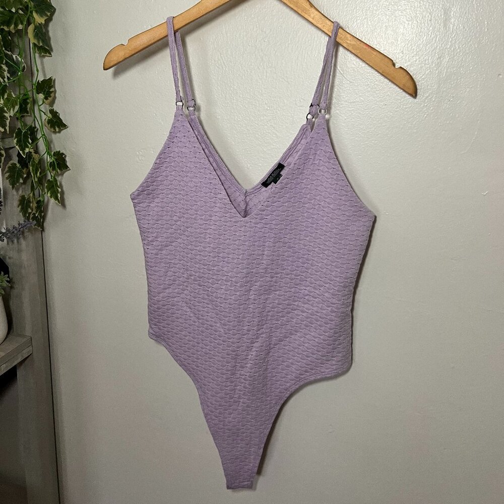 Wild Fable Lilac Textured V Neck Bodysuit NWT
